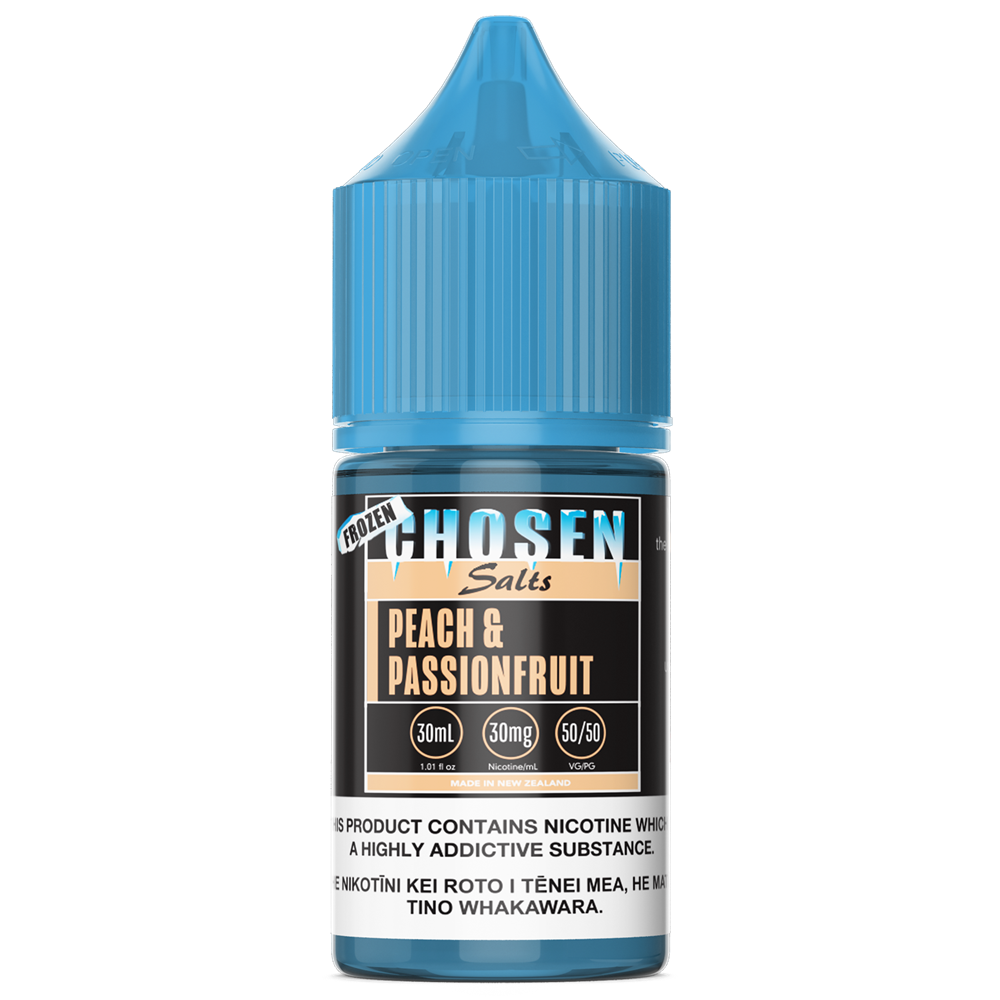 Peach and Passionfruit by Frozen Chosen Salts Nic Salts Podlyfe